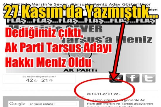 Ak Parti Tarsus Belediye Başkan Adayı Hakkı Meniz Oldu