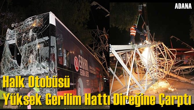 Halk otob&uuml;s&uuml; y&uuml;ksek gerilim hattı direğine &ccedil;arptı