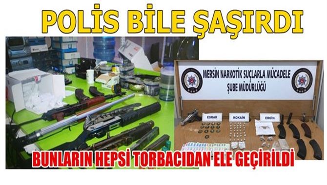 Torbacıdan, Kaleşnikof, uyuşturucu, silah, m&uuml;himmat