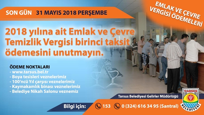 Emlak ve &Ccedil;evre Temizlik Vergisi birinci taksit &ouml;demeleri s&uuml;r&uuml;yor